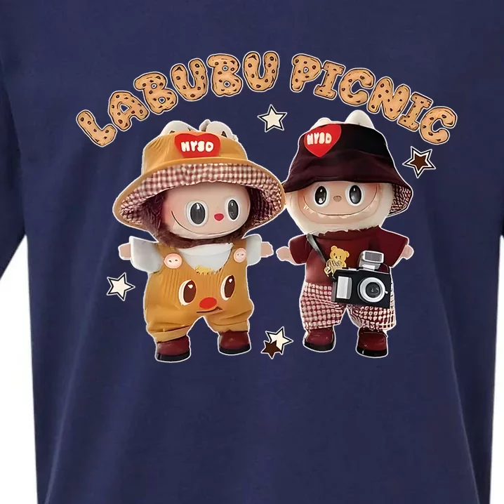 Cute Labubu Picnic And Friends Gift Sueded Cloud Jersey T-Shirt