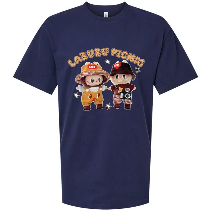 Cute Labubu Picnic And Friends Gift Sueded Cloud Jersey T-Shirt