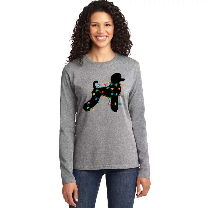 Christmas Lights Poodle Dog Gift Cute Gift Ladies Long Sleeve Shirt