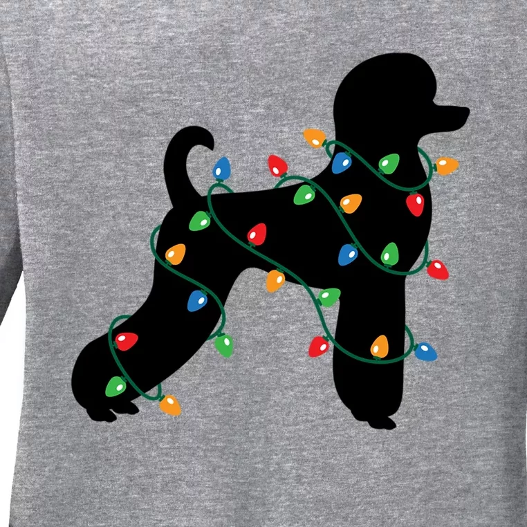 Christmas Lights Poodle Dog Gift Cute Gift Ladies Long Sleeve Shirt