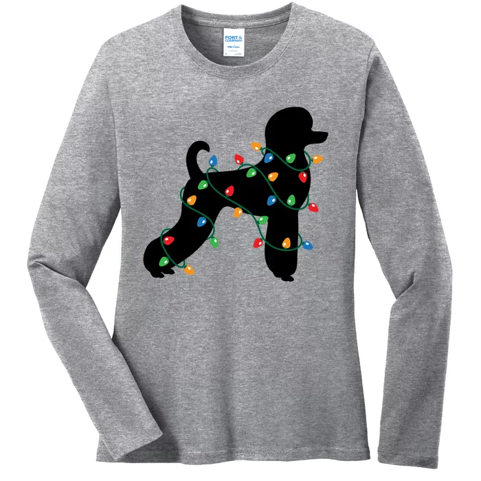 Christmas Lights Poodle Dog Gift Cute Gift Ladies Long Sleeve Shirt