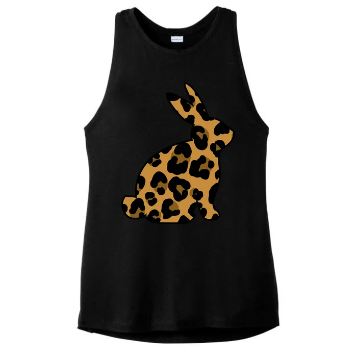 Cute Leopard Pattern Easter Bunny Rabbit Ladies Tri-Blend Wicking Tank