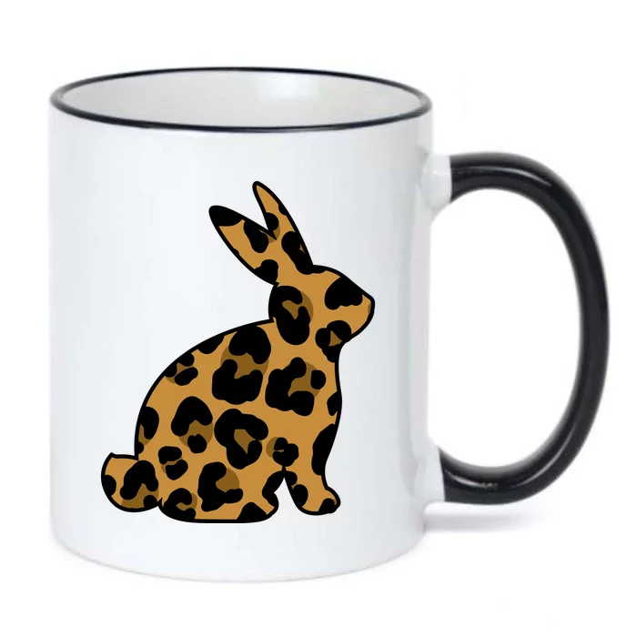 Cute Leopard Pattern Easter Bunny Rabbit Black Color Changing Mug