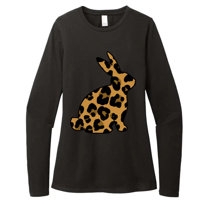 Cute Leopard Pattern Easter Bunny Rabbit Womens CVC Long Sleeve Shirt