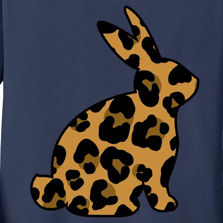 Cute Leopard Pattern Easter Bunny Rabbit Kids Long Sleeve Shirt