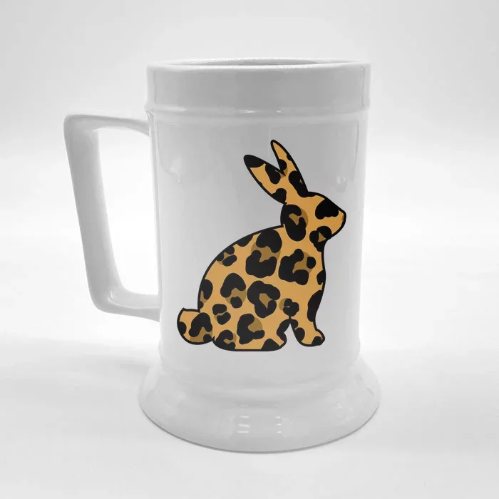 Cute Leopard Pattern Easter Bunny Rabbit Front & Back Beer Stein