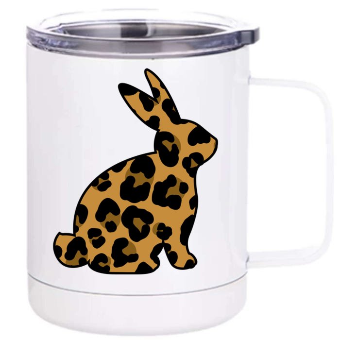 Cute Leopard Pattern Easter Bunny Rabbit Front & Back 12oz Stainless Steel Tumbler Cup