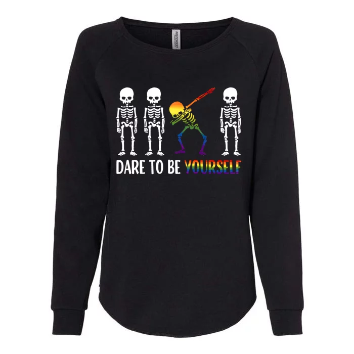 Cute Lgbt Pride Month Dare To Be Yours Skeleton Gift Womens California Wash Sweatshirt