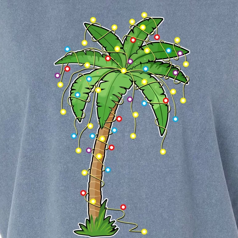 Christmas Lights Palm Tree Beach Funny Tropical Xmas Gift Garment-Dyed Women's Muscle Tee