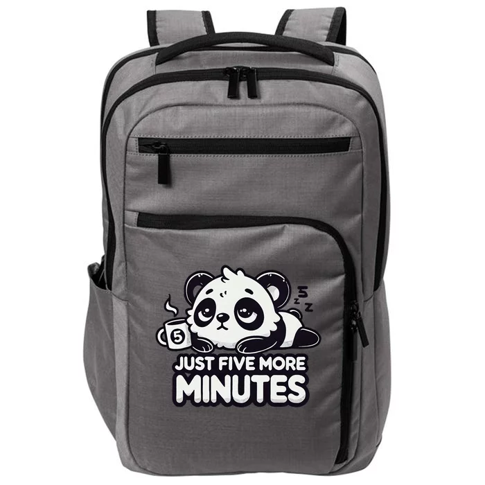 Cute Lazy Panda Just Five More Minutes Sleepy Impact Tech Backpack