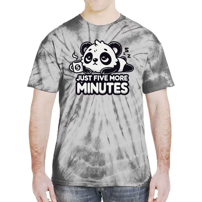 Cute Lazy Panda Just Five More Minutes Sleepy Tie-Dye T-Shirt