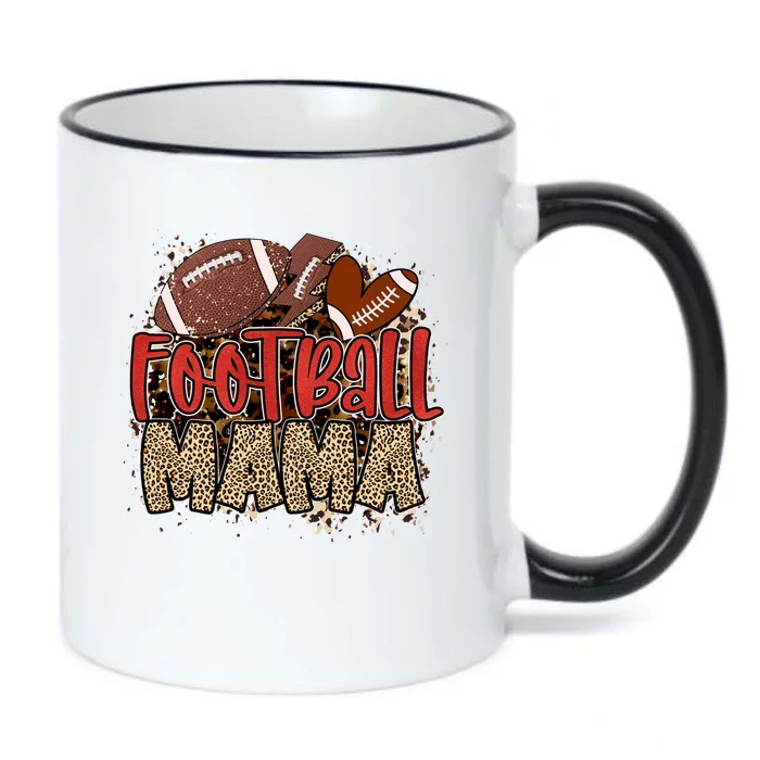 Cute Leopard Print Football Mama Black Color Changing Mug