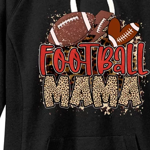 Cute Leopard Print Football Mama Women's Fleece Hoodie