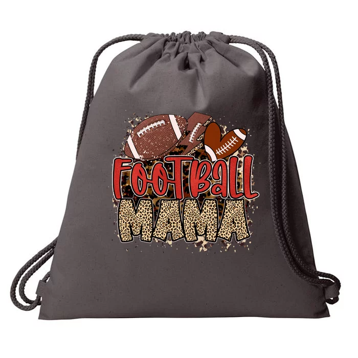 Cute Leopard Print Football Mama Drawstring Bag