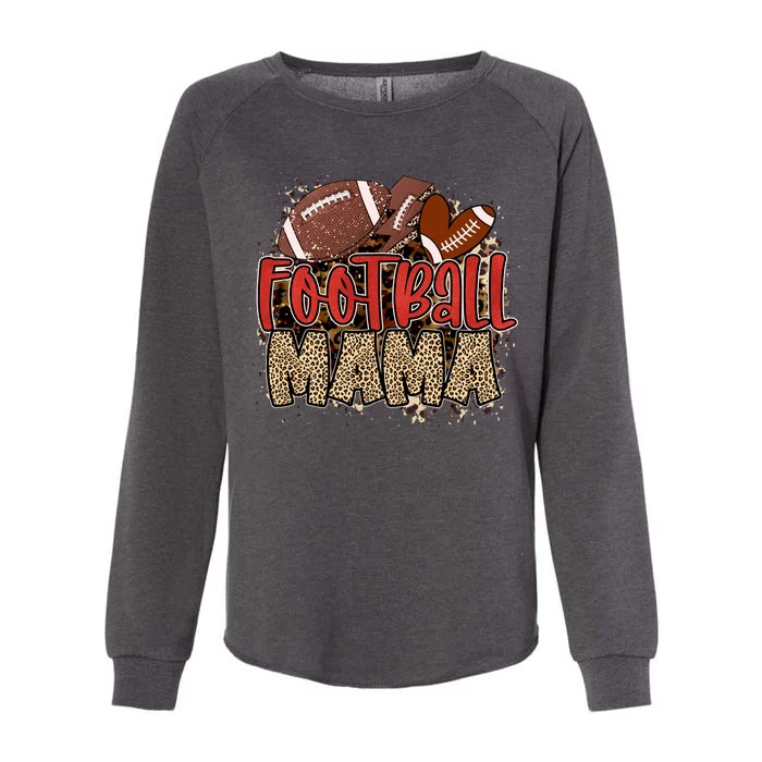 Cute Leopard Print Football Mama Womens California Wash Sweatshirt