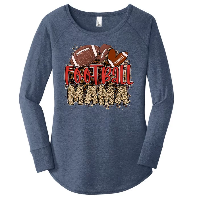 Cute Leopard Print Football Mama Women's Perfect Tri Tunic Long Sleeve Shirt