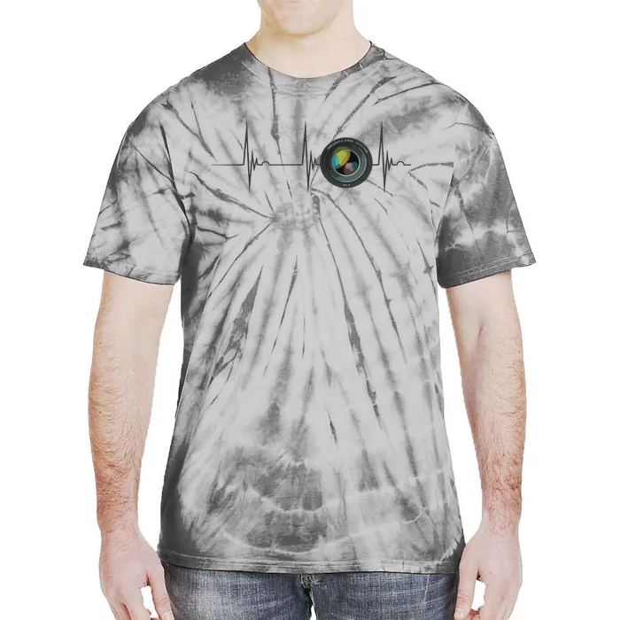 Camera Lens Photography Photographer Heartbeat EKG Pulse Tie-Dye T-Shirt