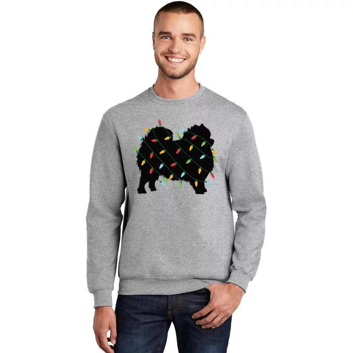 Christmas Lights Pomeranian Cute Gift For Dog Lovers Tall Sweatshirt