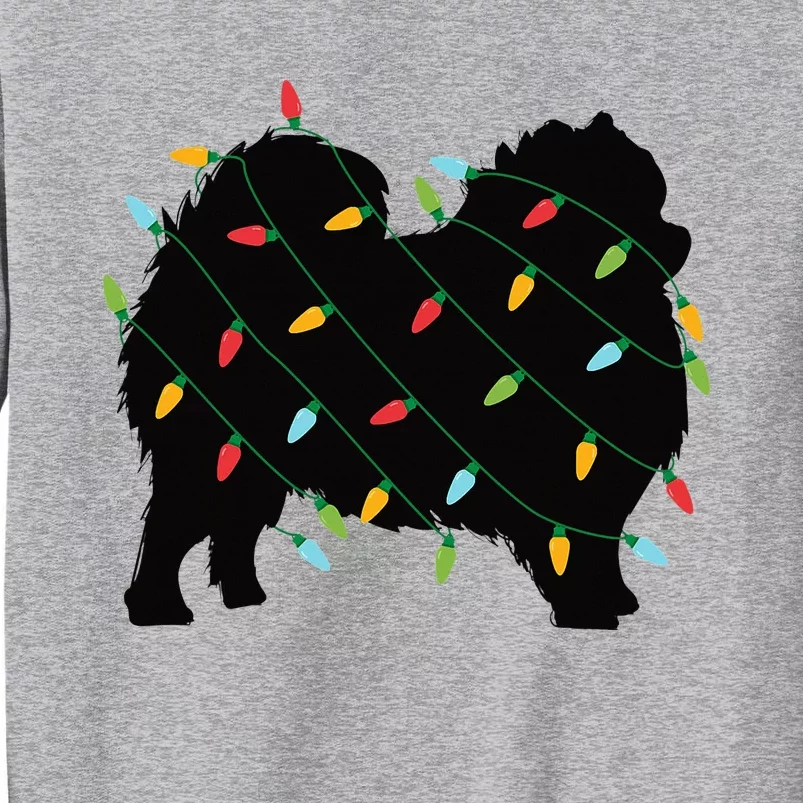 Christmas Lights Pomeranian Cute Gift For Dog Lovers Tall Sweatshirt