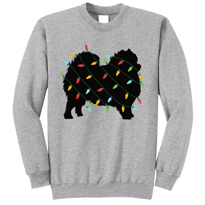 Christmas Lights Pomeranian Cute Gift For Dog Lovers Tall Sweatshirt