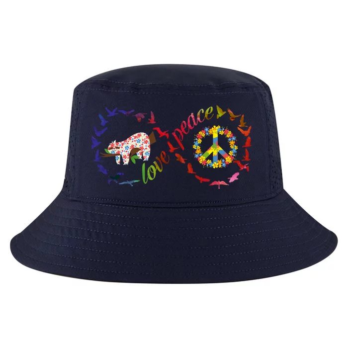 Cute Love Peace And Sloths Cute Sloth Lover Love Sloths Hippie Gift Cool Comfort Performance Bucket Hat