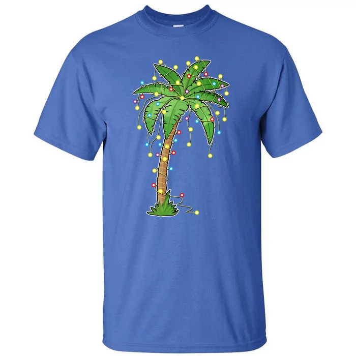 Christmas Lights Palm Tree Beach Funny Tropical Xmas Gift Cute Gift Tall T-Shirt