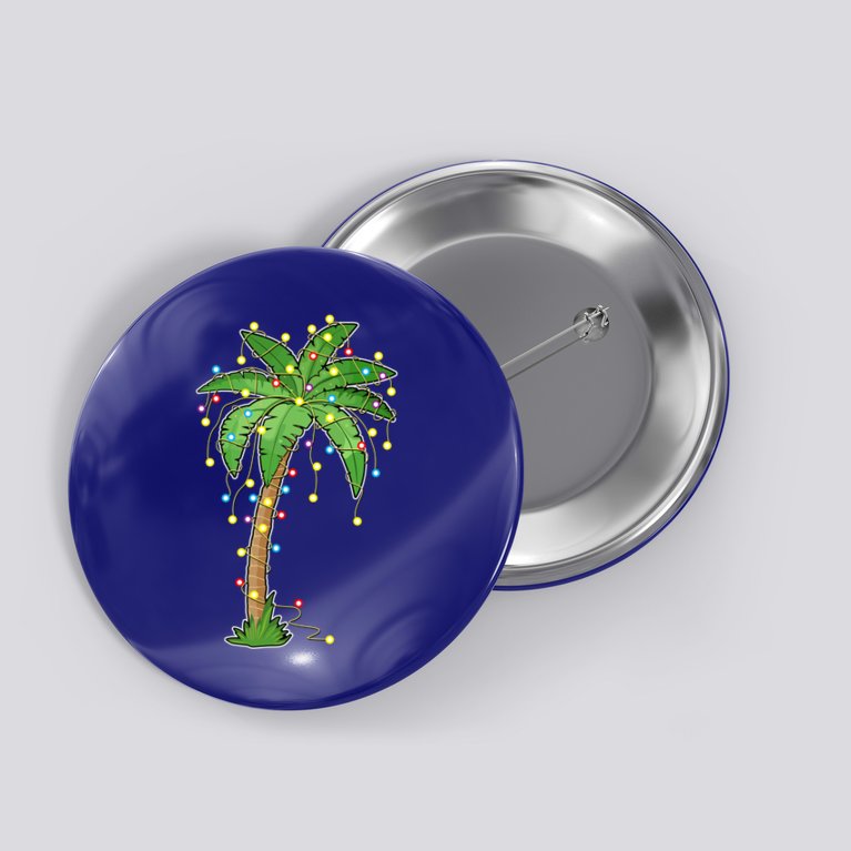 Christmas Lights Palm Tree Beach Funny Tropical Xmas Gift Cute Gift Button