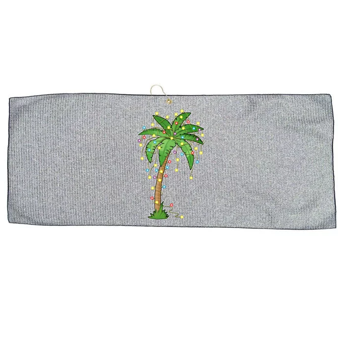 Christmas Lights Palm Tree Beach Funny Tropical Xmas Gift Cute Gift Large Microfiber Waffle Golf Towel