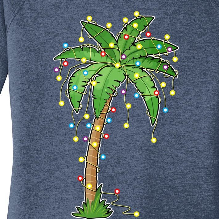 Christmas Lights Palm Tree Beach Funny Tropical Xmas Gift Cute Gift Women’s Perfect Tri Tunic Long Sleeve Shirt