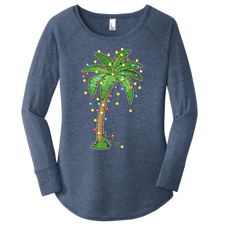 Christmas Lights Palm Tree Beach Funny Tropical Xmas Gift Cute Gift Women’s Perfect Tri Tunic Long Sleeve Shirt