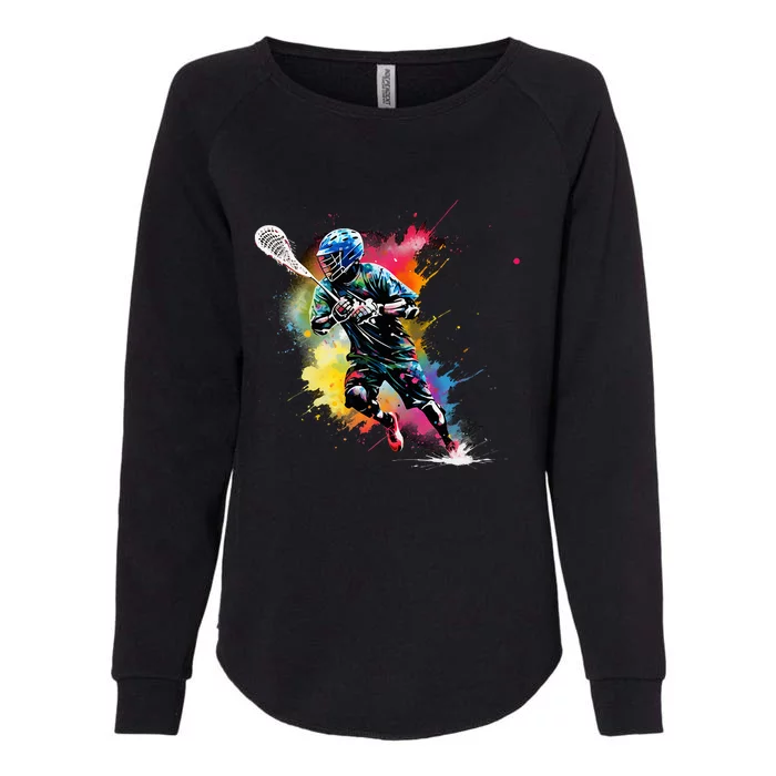 Colorful Lacrosse Player Boy On Lacrosse Womens California Wash Sweatshirt