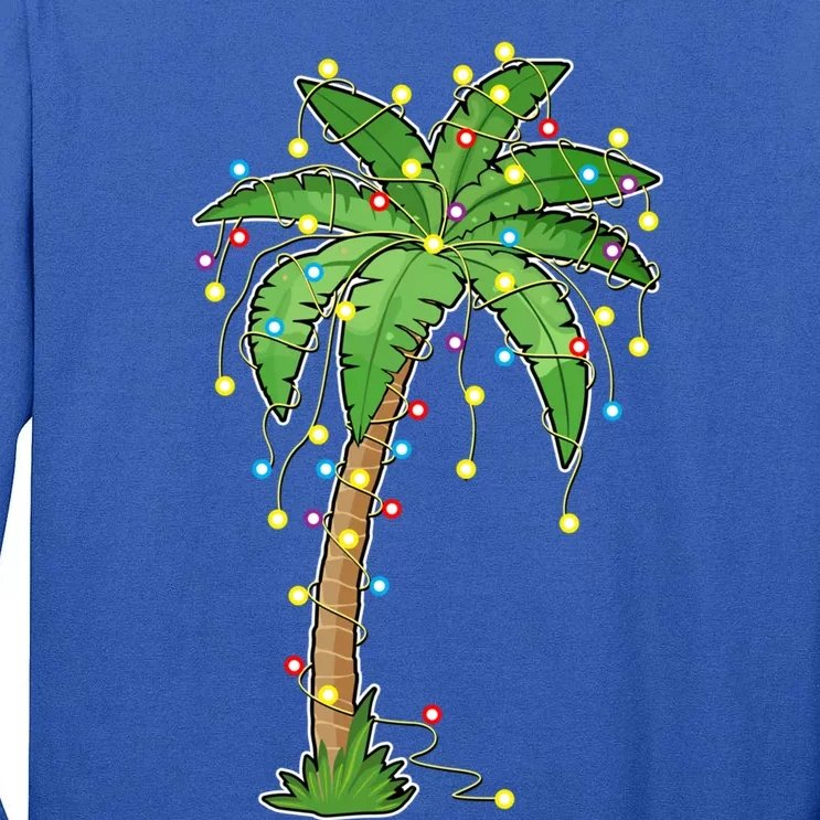 Christmas Lights Palm Tree Beach Funny Tropical Xmas Gift Tall Long Sleeve T-Shirt