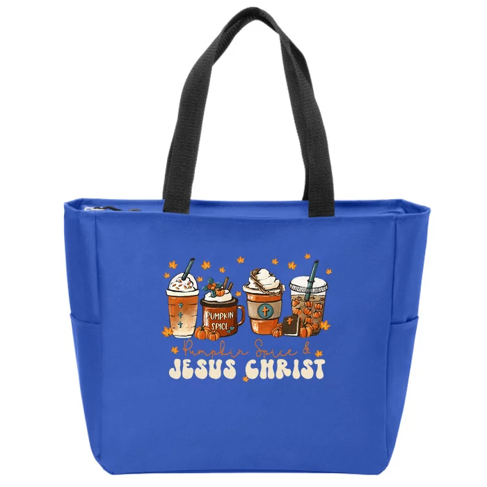 Coffee Latte Pumpkin Spice Jesus Christ Thanksgiving Fall Zip Tote Bag