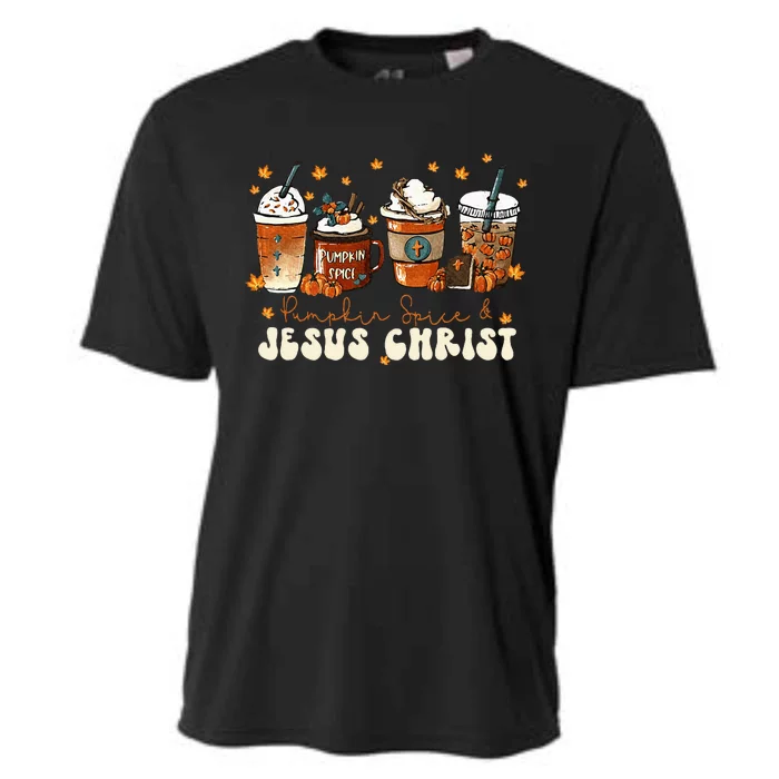 Coffee Latte Pumpkin Spice Jesus Christ Thanksgiving Fall Cooling Performance Crew T-Shirt