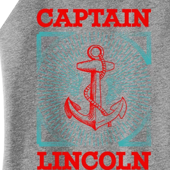 Captain Lincoln Personalized Name Sea Boating Trip Gift Women’s Perfect Tri Rocker Tank