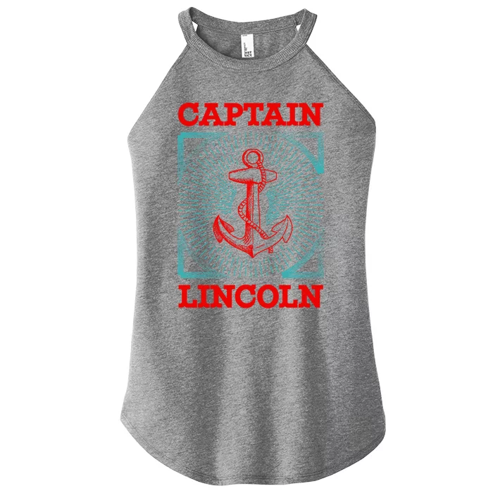 Captain Lincoln Personalized Name Sea Boating Trip Gift Women’s Perfect Tri Rocker Tank