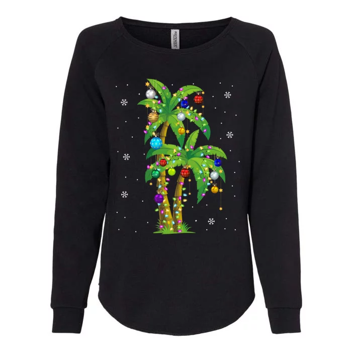 Christmas Lights Palm Tree Funny Hawaii Beach Tropical Xmas Meaningful Gift Womens California Wash Sweatshirt