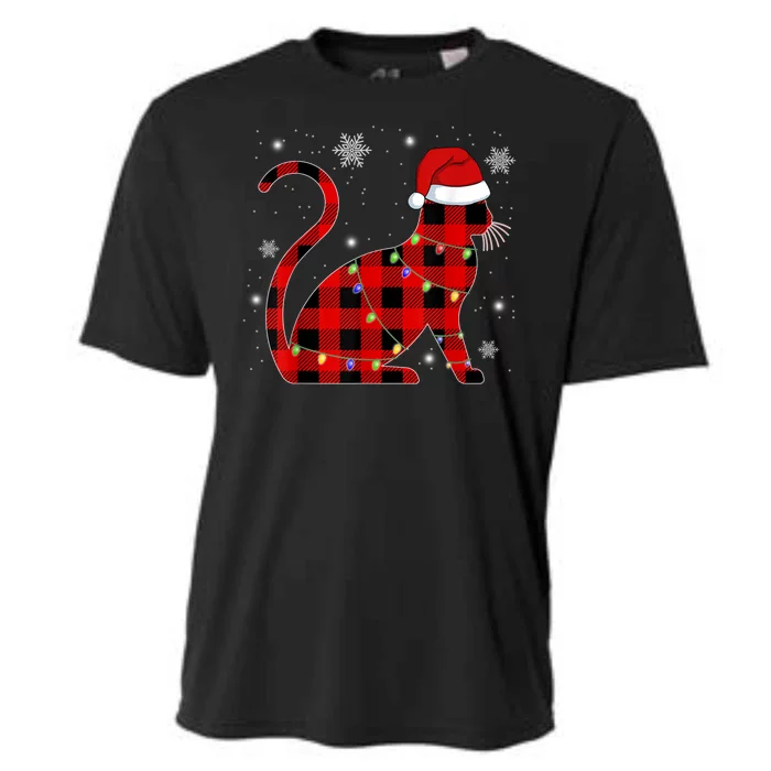 Cat Lover Plaid Holiday Festive Cooling Performance Crew T-Shirt