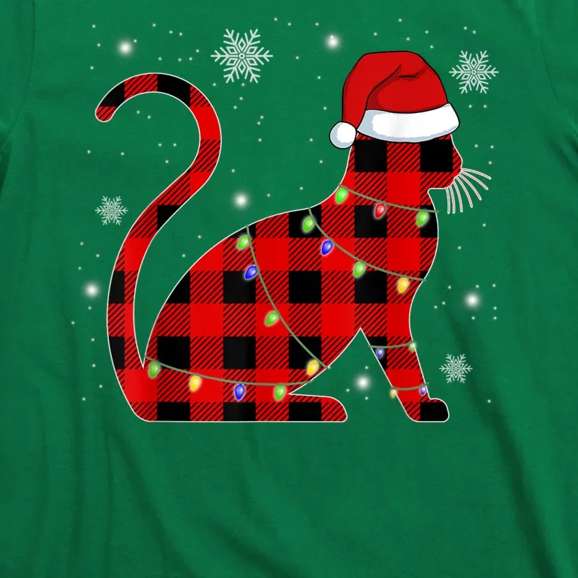 Cat Lover Plaid Holiday Festive T-Shirt