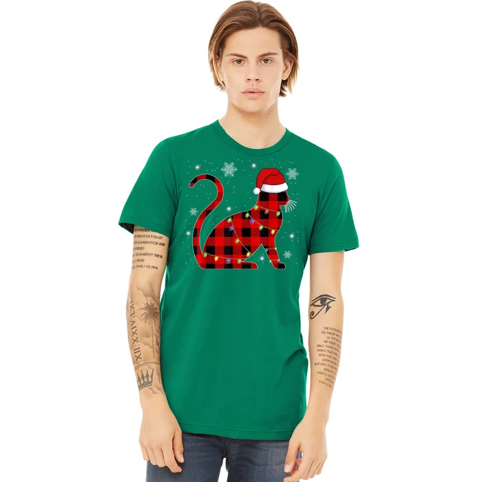 Cat Lover Plaid Holiday Festive Premium T-Shirt