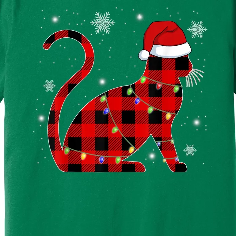 Cat Lover Plaid Holiday Festive Premium T-Shirt