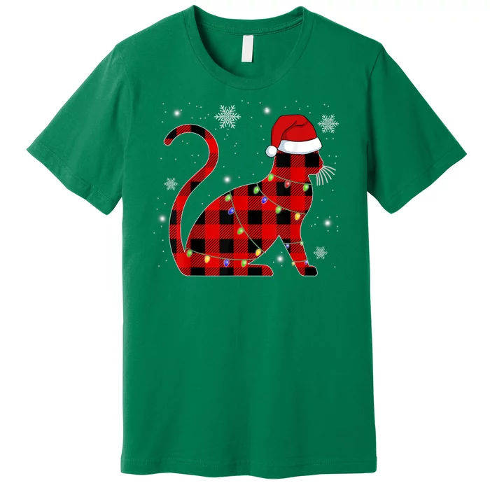 Cat Lover Plaid Holiday Festive Premium T-Shirt