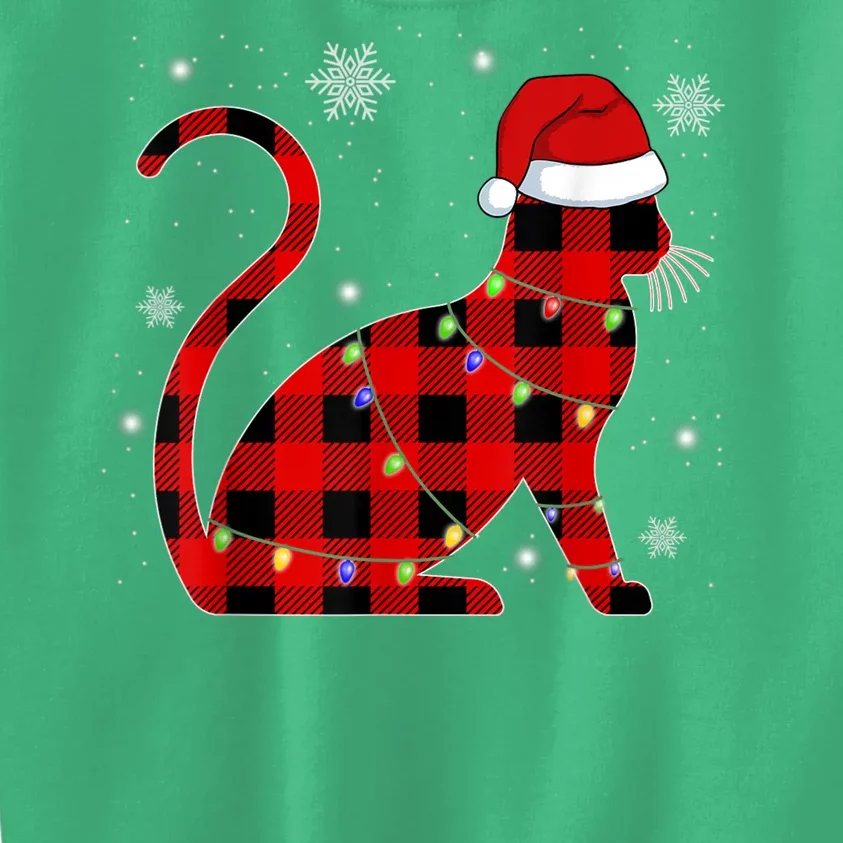 Cat Lover Plaid Holiday Festive Kids Sweatshirt