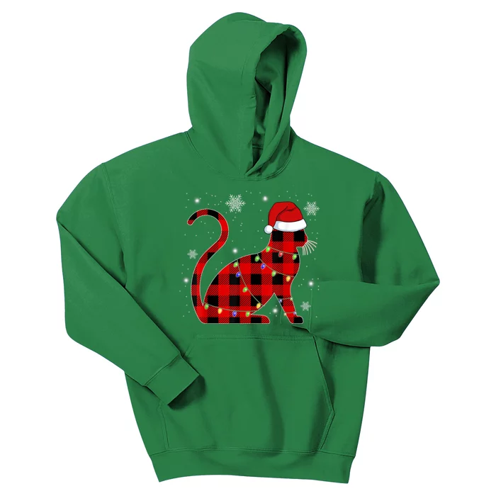 Cat Lover Plaid Holiday Festive Kids Hoodie