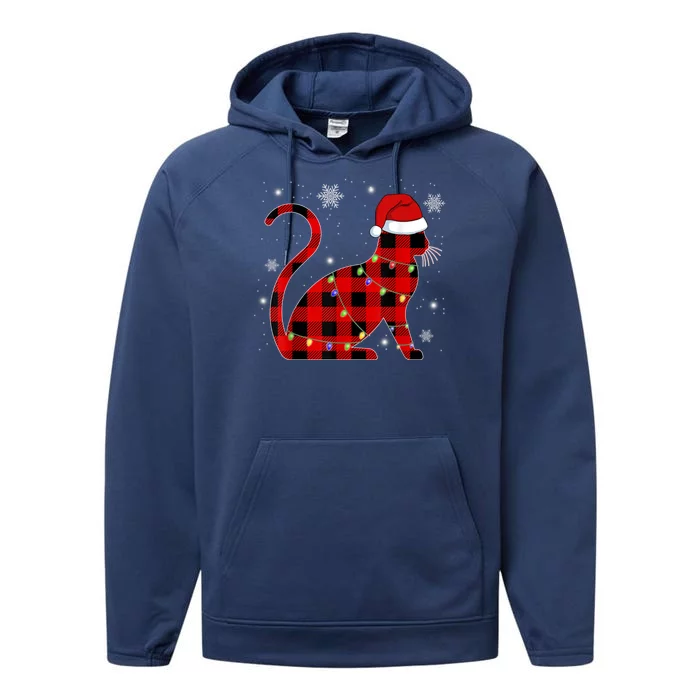 Cat Lover Plaid Holiday Festive Performance Fleece Hoodie