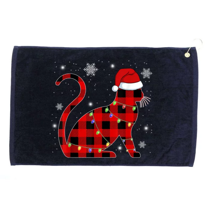 Cat Lover Plaid Holiday Festive Grommeted Golf Towel