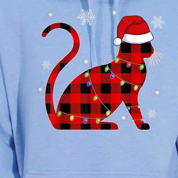 Cat Lover Plaid Holiday Festive Unisex Surf Hoodie