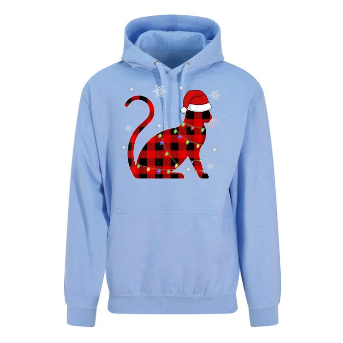 Cat Lover Plaid Holiday Festive Unisex Surf Hoodie