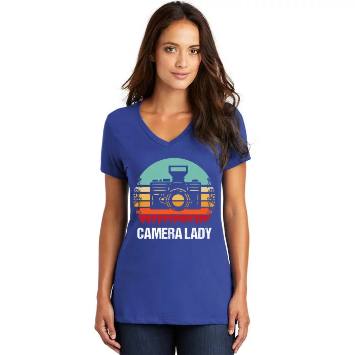 Camera Lady Photographer Gift Women's V-Neck T-Shirt