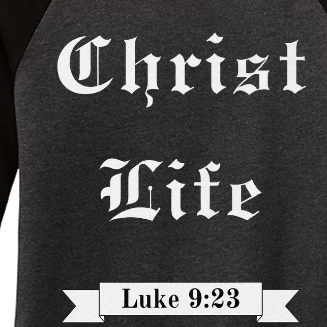 Christ Life Premium Women's Tri-Blend 3/4-Sleeve Raglan Shirt